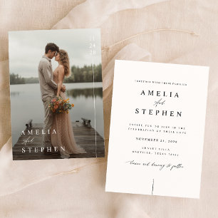 Modern Minimalist Boho Photo Wedding Invite