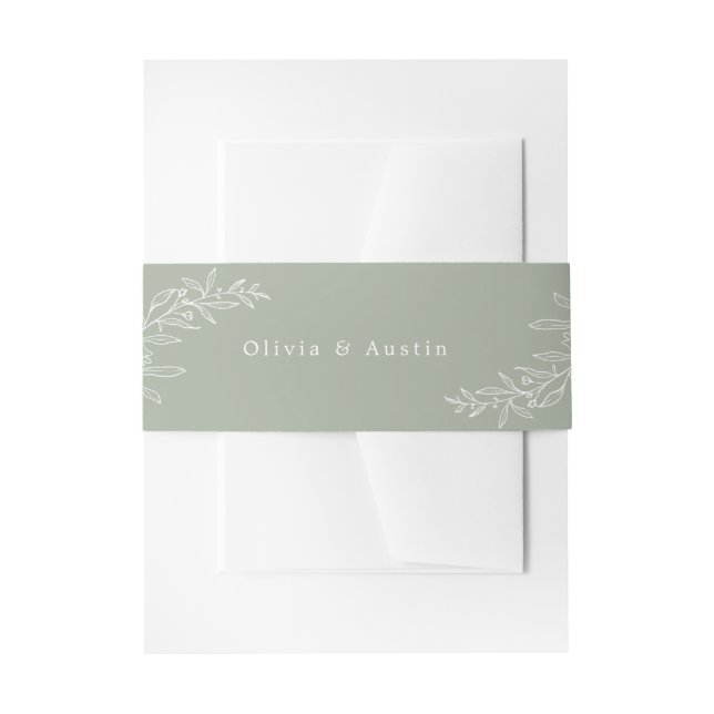 Modern Minimalist Boho Sage Green Invitation Belly Band (Front Example)