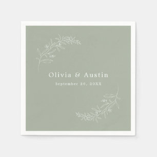 Modern Minimalist Boho Sage Green Wedding Napkin