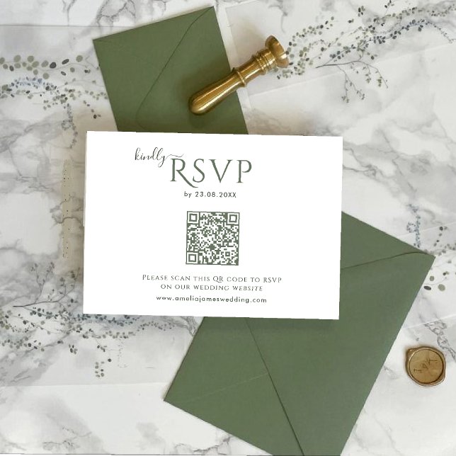Modern Minimalist Boho sage green Wedding RSVP Card (Creator Uploaded)