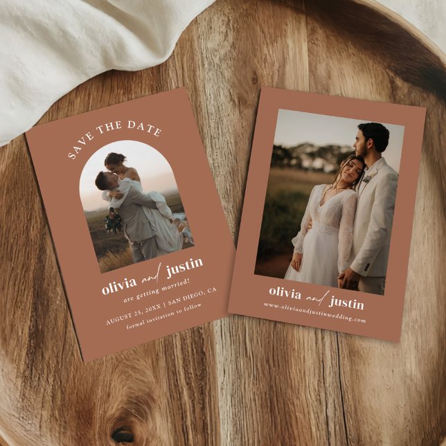 Modern Minimalist Boho Save the Date Photo Cards (Creator Uploaded)