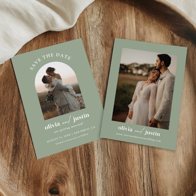 Modern Minimalist Boho Save the Date Photo Cards (Creator Uploaded)