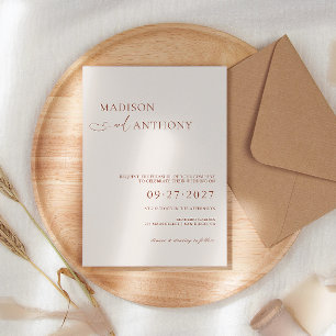 Modern & Minimalist Boho Terracotta Wedding Invitation