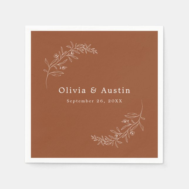 Modern Minimalist Boho Terracotta Wedding Napkin (Front)