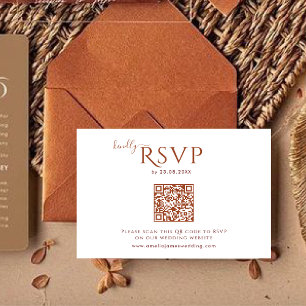 Modern Minimalist Boho Terracotta Wedding RSVP Card