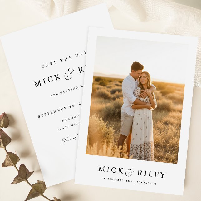Modern Minimalist Boho Text and Photo Wedding Save The Date (Creator Uploaded)