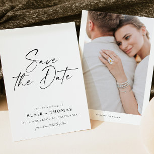 Modern Minimalist Boho Wedding Save the Date Invitation