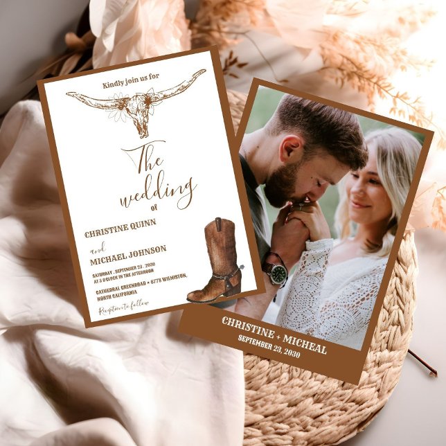 Modern Minimalist Boho Western Cowboy Wedding  Invitation (Creator Uploaded)