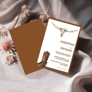 Modern Minimalist Boho Western Cowboy Wedding  Invitation