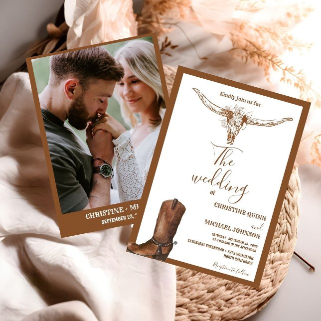Modern Minimalist Boho Western Cowboy Wedding  Invitation (Creator Uploaded)