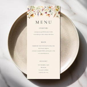 Modern Minimalist Boho Wildflower Floral Wedding Menu
