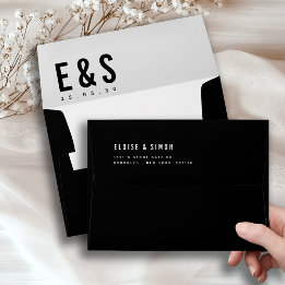 Modern Minimalist bold black and white wedding  Envelope