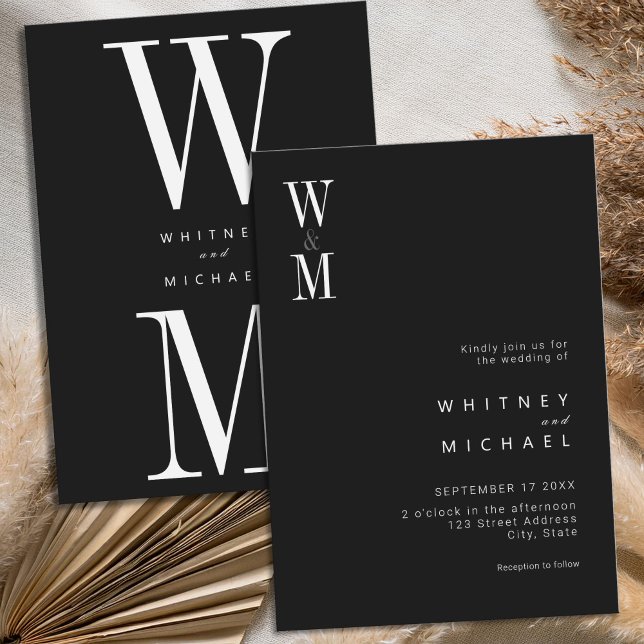 Modern Minimalist Bold Monogram Wedding Invitation (Creator Uploaded)