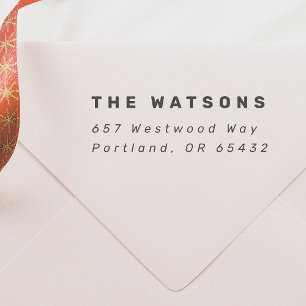 Modern Minimalist Bold Name Italic Return Address Rubber Stamp