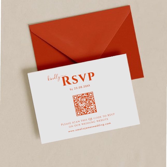 Modern Minimalist bold orange and pink Wedding RSVP Card (Creator Uploaded)
