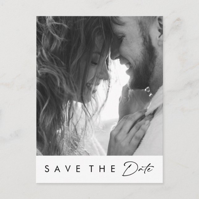 Modern Minimalist Bold Photo Save The Date Invitation Postcard (Front)