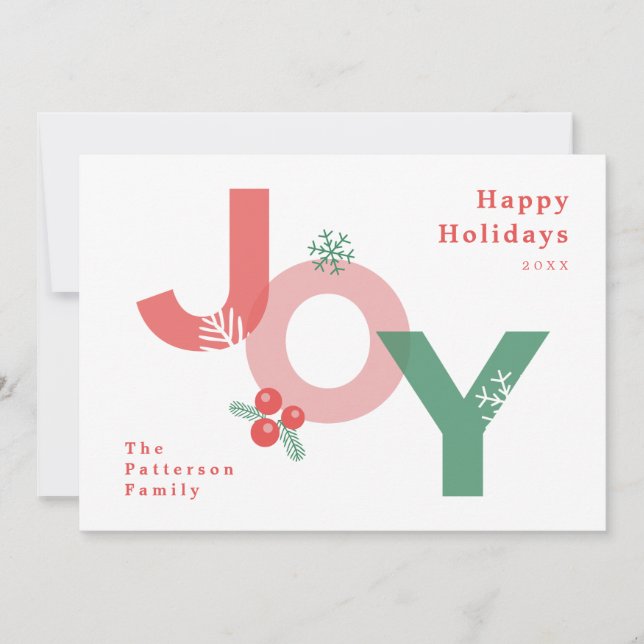 Modern Minimalist Bold Script JOY Photo Holiday Card (Front)