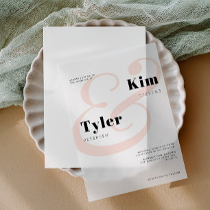 Modern minimalist bold typography wedding overlay vellum invitations