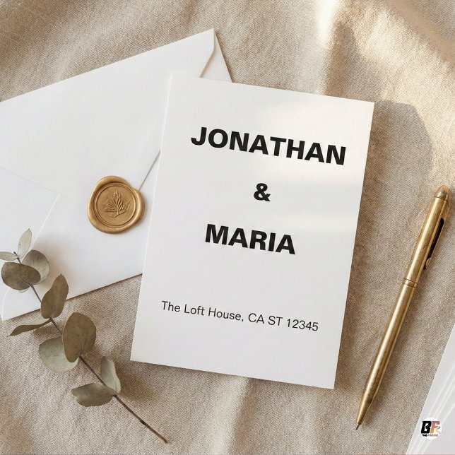 Modern Minimalist Bold Typography Wedding Place Card (Creator Uploaded)