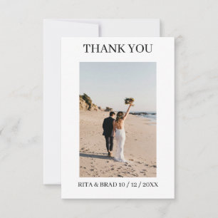 Modern Minimalist Border Photo Wedding Thank You  Card