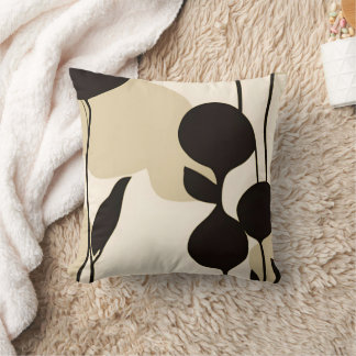 Modern Minimalist Botanical Abstract Neutral Beige Cushion