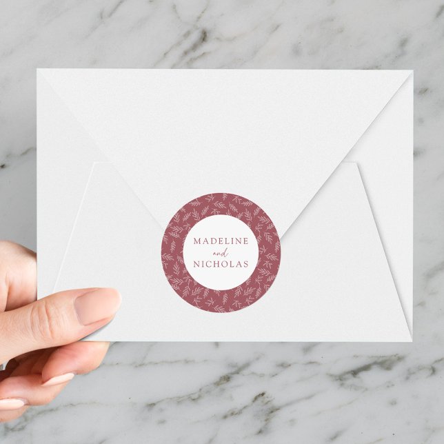 Modern Minimalist Botanical Desert Rose Wedding Classic Round Sticker (Creator Uploaded)