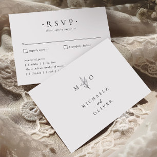 Modern Minimalist Botanical Elegant Script Wedding RSVP Card
