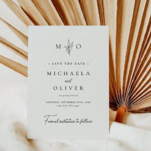 Modern Minimalist Botanical Elegant Script Wedding Save The Date