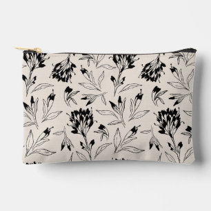 Modern Minimalist Botanical Floral Sketch Pattern Accessory Pouch