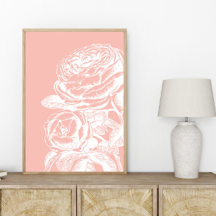 Modern Minimalist Botanical Flower in Pink Poster