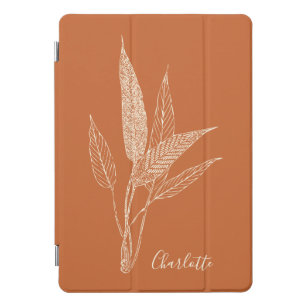 Modern Minimalist Botanical in Rust Personalised iPad Pro Cover
