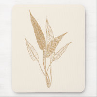 Modern Minimalist Botanical Leaves Drawing Gold