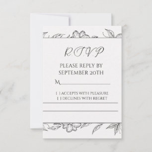 Modern Minimalist Botanical Line Art Wedding RSVP Card