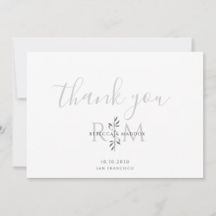 Modern Minimalist Botanical Monogram Thank You Card