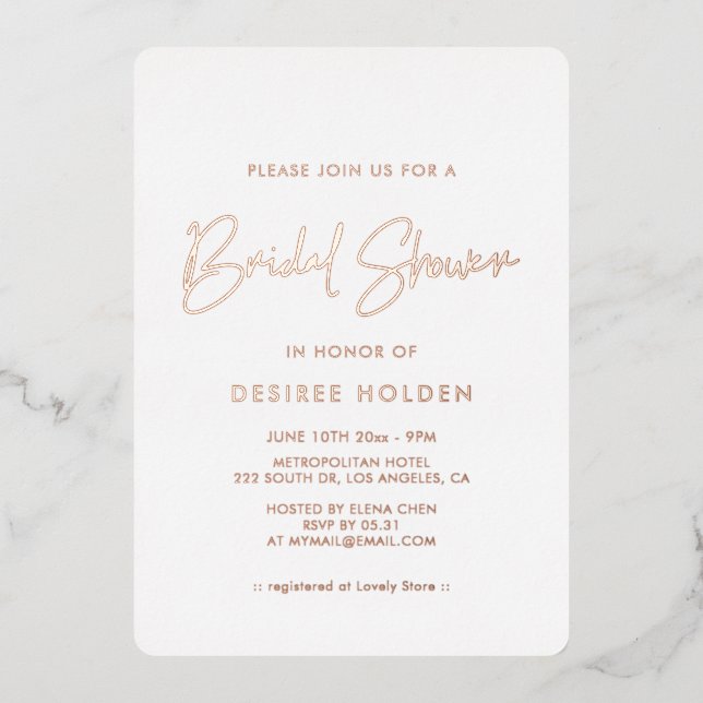 Modern minimalist bridal shower (Front)