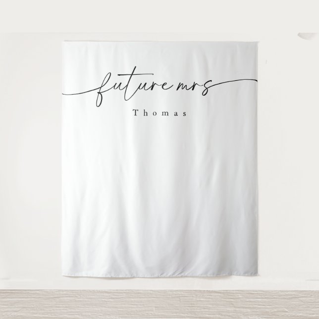 Modern Minimalist Bridal Shower Backdrop Tapestry (Front)