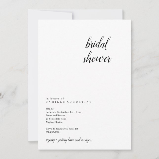 Modern & Minimalist Bridal Shower Invitation (Front)