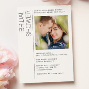 Modern Minimalist Bridal Shower Photo Invitation