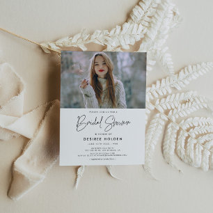Modern minimalist bridal shower photo invitation postcard