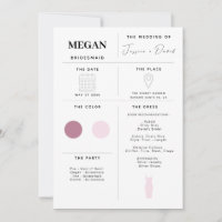 Modern Minimalist Bridesmaid Info Card