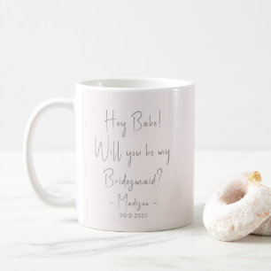 Modern Minimalist Bridesmaid Proposal Script Blush Coffee Mug