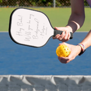 Modern Minimalist Bridesmaid Proposal Script Blush Pickleball Paddle