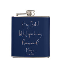 Modern Minimalist Bridesmaid Proposal Script Navy 