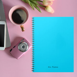 Modern Minimalist Bright Blue Teacher Appreciation Notebook