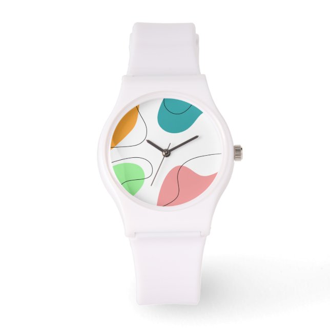 Modern Minimalist Bright Color Blobs Abstract Art Watch (Front)