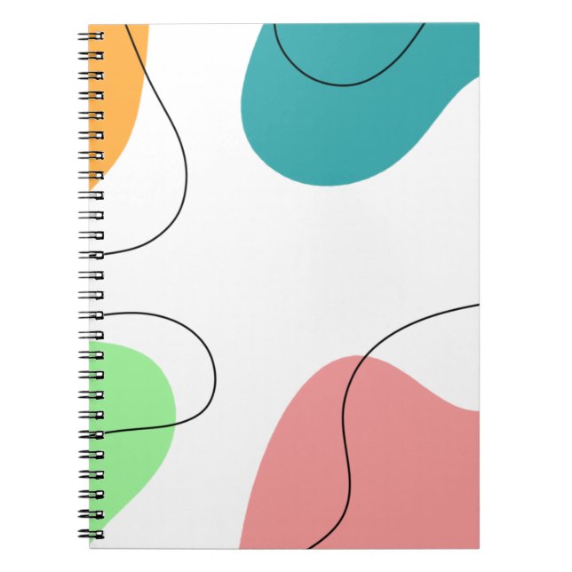 Modern Minimalist Bright Colour Blobs Abstract Art Notebook (Front)