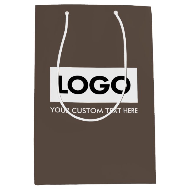 Modern Minimalist Brown Business Logo Medium Gift Bag (Front)