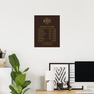 Modern Minimalist Brown Business Opening Hours Poster