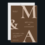 Modern Minimalist Brown Wedding Invitation<br><div class="desc">Modern Minimalist Brown Wedding Invitation. Features bold monogram typography and minimal graphic design. Personalise text with all the details of your special day.</div>
