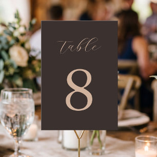 Modern Minimalist Brown Wedding  Table Number